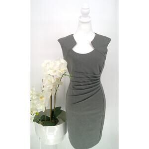 Calvin Klein Gray Side Ruched Horseshoe Neck Scuba Sleeveless Sheath Dress 10